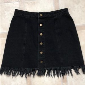 Black denim buttoned skirt